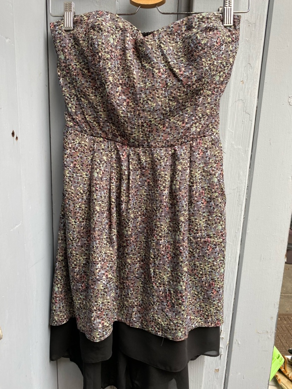 BCBGeneration Sweetheart Strapless Multicolor Dress with Black Slip Hem